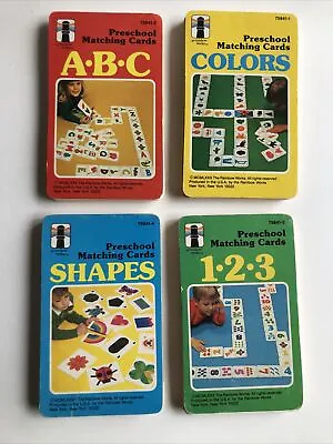 1980 Preschool Matching 4 Sets Flash Cards ABC 123 Color Shape Rainbow Works VTG • $44.99