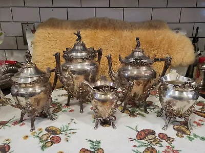 ANTIQUE Middletown Plate Tea/Coffee Set Quadruple Silver Plate Hard White Metal  • $1250