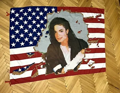 MICHAEL JACKSON Vintage USA Flag Banner Poster • $29