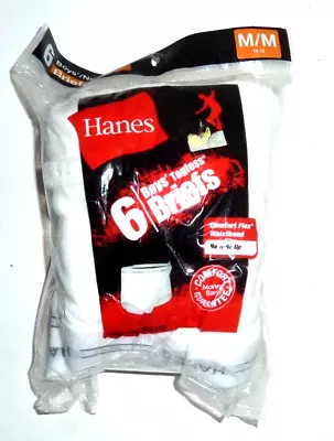 Hanes Boys White Tagless Briefs  Underwear 6 Pair Size Medium  (10-12) NEW • $9