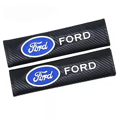 Ford 2pcs Car Seat Belt Safety Straps Shoulder Safety Carbon Fiber Cushion Pads • £15.45