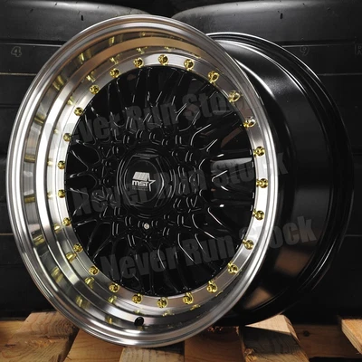 $748.60 • Buy MST MT-13 17x8.5 +30 5x114.3 5x100 BLACK MESH MACHINE LIP GOLD RIVETS 4 WHEELS