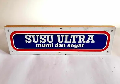 Vintage Metal Enamel Indonesian Milk Advertising Sign - 'Ultra Pure & Fresh Milk • $12