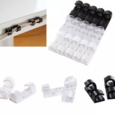 20pcs Cable Cord Clips Self-Adhesive Wire Clamp Table Wall Tidy.Holder Organizer • £2.75