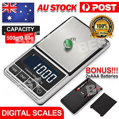 500g 0.01 DIGITAL POCKET SCALES JEWELLERY ELECTRONIC Milligram Micro Mg 2024 • $12.95