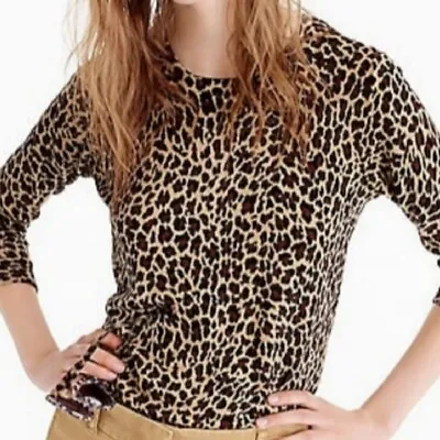 J. Crew Womens Sweater Size XS Tippi Leopard Print Merino Wool • $29.99