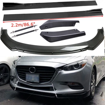 $129.99 • Buy Carbon Fiber Front Bumper Lip /Side Skirt/ Strut Rods For Mazda 2 3 5 6 CX-5