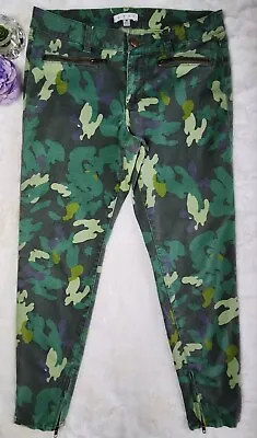 CAbi #766 Clover-camo Ankle-zip Jeggings With Zippers On Front Faux-pockets.  8 • $20