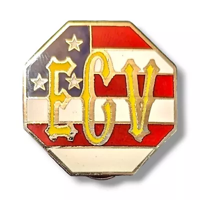 E Clampus Vitus ECV US Flag Yellow Lettering W/ Silver Trim Pin • $29.99