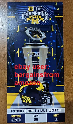 Michigan Wolverines Football 2021 BIG 10 TEN Championship Souvenir Ticket Stub • $8.99