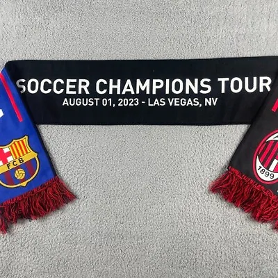 FC Barcelona Vs AC Milan Soccer Champions Tour Match-Up Reversible 62x8 Scarf • $16.99