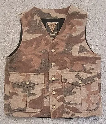 Weatherby Jacket Vest Mens M Beige Camo Wool Button Up Hunting Camouflage Lined  • $65