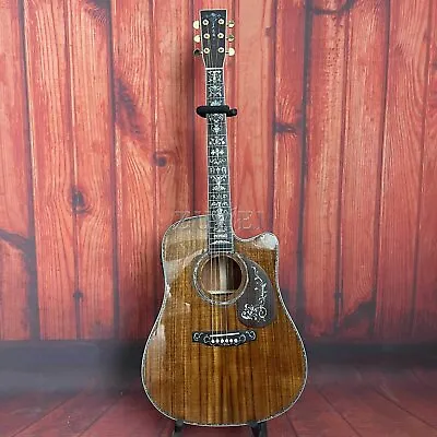 41  Full Koa D Type Acoustic Guitar Cutaway Abalone Inlay W/ EQ Solid Wood Guard • $389.67