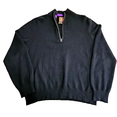 Tailorbyrd Mens 100% 2 Ply Cashmere Sweater Sz M Black With 1/4 Zip *Tag READ!* • $43.97