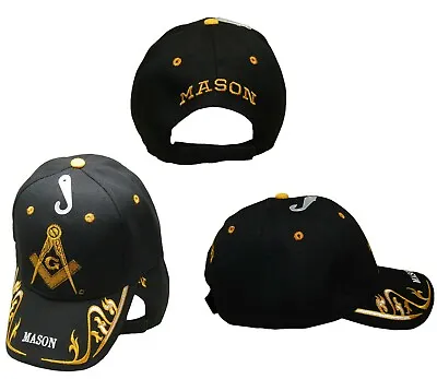 Mason Masonic LETTERS Black Gold Trim Embroidered Hat Cap  • $12.88
