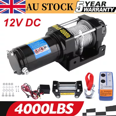 12V 4000LBS/1814KG Electric Winch Steel Cable Boat Winch 4WD ATV 4X4 W/ Remote • $125.90