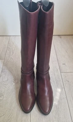 £39.99 • Buy Dune Burgundy Leather Boots Size 5