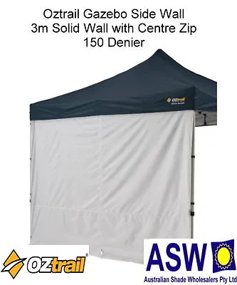 $47.50 • Buy 3m GAZEBO SIDE WALL With CENTRE ZIP Oztrail SOLID WHITE Deluxe OZSW3SCZ