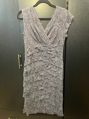 Eva Charcoal Grey Lace Sequin And Embellished Dress Size Medium  • $60