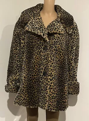 Vtg Maria Dionisiou Faux Fur Coat Jacket Women’s Sz 2X Animal Cheetah Leopard • £42.38