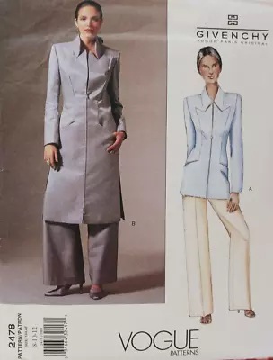 Vogue Pattern By Alexander McQueen For Givenchy  #2478 Misses Jacket & Pants • $79.99