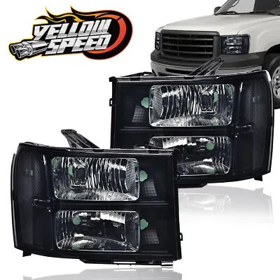 Fit For 2007-2014 GMC Sierra 1500 2500 3500HD Smoked/Black Headlights Head Lamps • $74.04