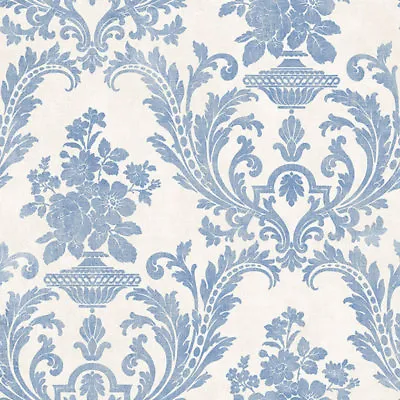 SD36153 - Stripes & Damasks Blue Damask Galerie Wallpaper • £37.95