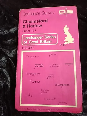 Ordnance Survey Map Of Chelmsford & Harlow • £3.40