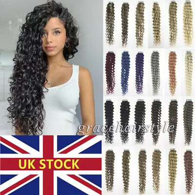 £80 • Buy Tape In Hair Extensions Human Hair Invisible Skin Weft Natural Curly Hairstyle