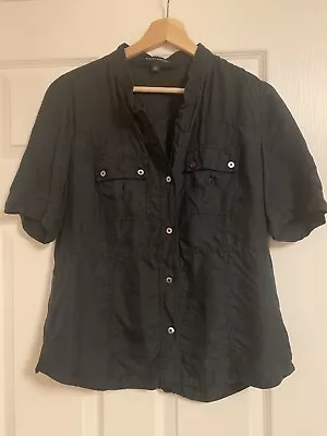 Vintage Banana Republic Navy Silk Safari Blouse Large • $12