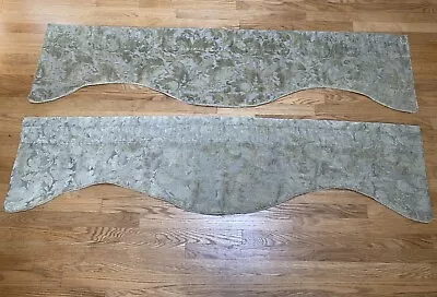 Pair COUNTRY CURTAINS ® Chenille Lined Scalloped Valances Sage Green 83 X17  • $54.95