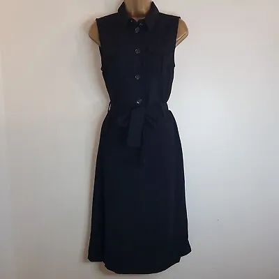 £16.95 • Buy NEW Ex ROMAN 8-20 Pocket Front Belted Black Sleeveless Shirt Dress