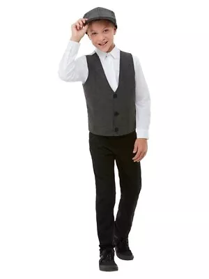 £11.35 • Buy Smiffys 20s Grey Gangster Boy Kit Costume Fancy Party Flat Peak Cap Waistcoat