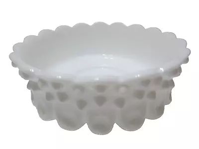 Vintage Fenton Glass Bowl Or Dish Hobnail White Milk Glass 1 7/8  T 4 5/8  D • $19.99