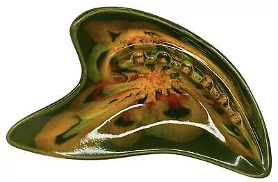 $38 • Buy Vintage California Pottery? Ashtray Green Orange Yellow Swirl Signed Mod Good