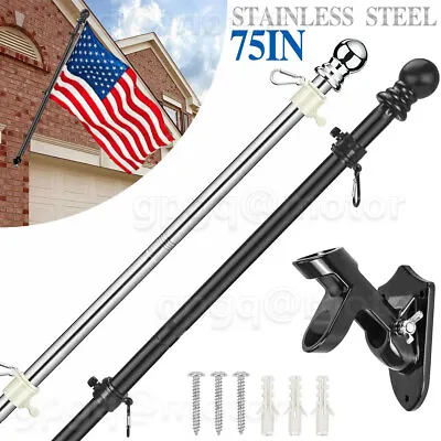6FT Flag Pole Kit Heavy Duty Bracket Or Metal Pole W/ 2Rotating Rings For Garden • $15.99