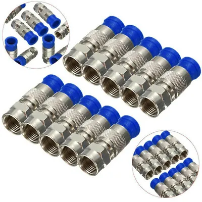 10x RG6 F Compression Connector Coax Cable Coaxial Fitting Compression Tool XK • £6.75