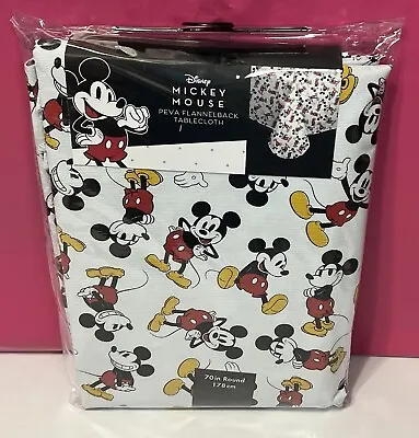 Disney Mickey Mouse 70  Round PEVA Vinyl Flannel Back Tablecloth NEW • $19.95