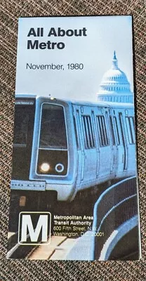 November 1980 Washington Metro WMATA Subway Map - NEAR MINT - Addison Rd Opening • $10