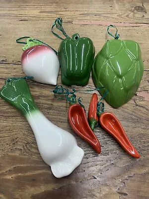 Vintage Avon 1983 Ceramic Vegetable- Shaped Measuring Cups And Spoons No Rack • $34