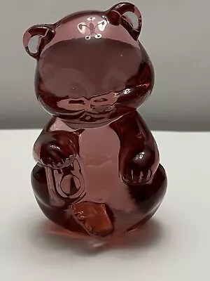 Vintage Fenton Cranberry  Glass Sitting Bear-marked-perfect-look! • $17
