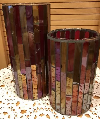 Vtg Mirror Glass Tiles Mosaic Decorative Cylinder Vases Brown Tone BS8 • $26.75