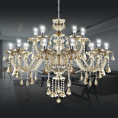 Modern 15 Lights Crystal Chandelier Ceiling Glass Pendant Lighting Fixture Lamp • $169.99