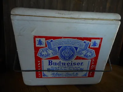VINTAGE BUDWEISER METAL BEER TAILGATING COOLER Man Cave Bar Decor Bud  • $55