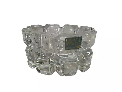 Vintage Mikasa Reflections Pattern Oval Crystal Cut Votive Holder & Box Germany. • $21