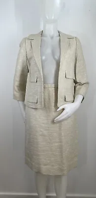 Easter Skirt Suit Vintage 60s 70s Ivory Beige Union Made Waist 27” • $150