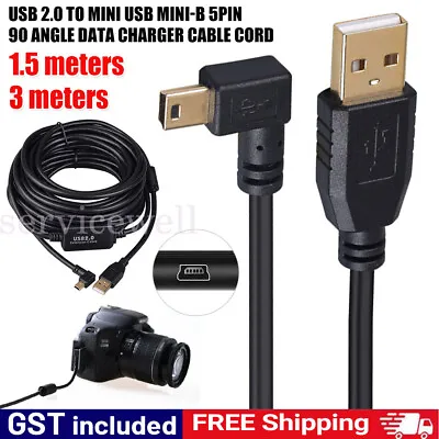 2X 1.5M 3M Fast USB 2.0 To Mini USB Mini-B 5Pin 90 Angle Data Charger Cable Cord • $5.99
