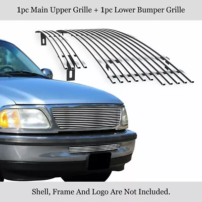 For 1997-1998 Ford F-150 2WD Bar Chrome Stainless Billet Grille Insert Combo • $85.99