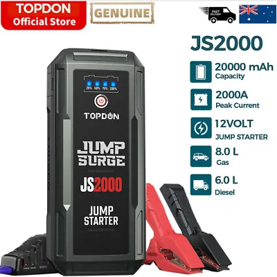 TOPDON JS2000 Jump Starter High Power Bank Portable Battery 12 Volt Car Booster • $138.99