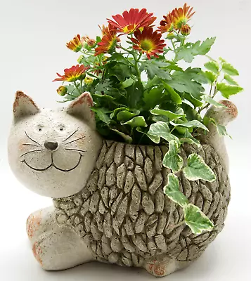 Mosaic Cat Resin Planter Garden Figurine Plant Pot Holder Garden Indoor Ornament • £24.99